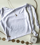 Cropped em Malha Romantic Zara com Amarração no Ombro Joana Ref. 1853