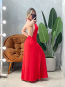 Vestido Longo em Duna Frente Única e Costas Nua Kelly Ref. 1852