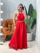 Vestido Longo em Duna Frente Única e Costas Nua Kelly Ref. 1852