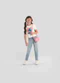 Blusa do Stitch Cropped Infantil Menina camiseta stitch em Meia Malha Stitch licenciada oficial Disney