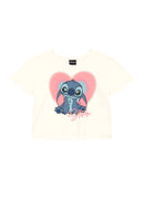 Blusa do Stitch Cropped Infantil Menina camiseta stitch em Meia Malha Stitch licenciada oficial Disney