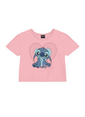Blusa do Stitch Cropped Infantil Menina camiseta stitch em Meia Malha Stitch licenciada oficial Disney