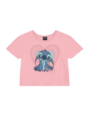 Blusa do Stitch Cropped Infantil Menina camiseta stitch em Meia Malha Stitch licenciada oficial Disney