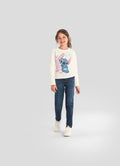 Blusa Infantil Menina Manga longa Disney Lilo & Stitch em Meia Malha licenciada - tamanho 4 ao 14