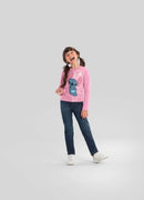 Blusa Infantil Menina Manga longa Disney Lilo & Stitch em Meia Malha licenciada - tamanho 4 ao 14