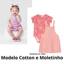 Conjunto Bebê menina Body Cotton e Salopete bebê em Moletinho Jardineira Salopete menina com body Brandili