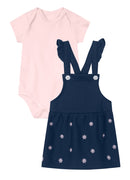 Conjunto Bebê menina Body Cotton e Salopete bebê em Moletinho Jardineira Salopete menina com body Brandili