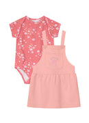 Conjunto Bebê menina Body Cotton e Salopete bebê em Moletinho Jardineira Salopete menina com body Brandili