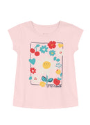 Conjunto bebê menina de Blusa Meia Malha estampa flores / Shorts Moletinho BRANDILI - P ao G