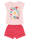 Conjunto bebê menina de Blusa Meia Malha estampa flores / Shorts Moletinho BRANDILI - P ao G