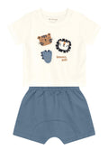 Conjunto bebê menino Natal de Camiseta e Bermuda Saruel Moletinho BRANDILI baby - estampa bichinhos - conjunto vermelho