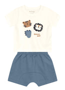 Conjunto bebê menino Natal de Camiseta e Bermuda Saruel Moletinho BRANDILI baby - estampa bichinhos - conjunto vermelho
