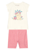 Conjunto Infantil Feminino Blusa Meia Malha e Bermuda Ciclista Cotton Brandili