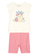 Conjunto Infantil Feminino Blusa Meia Malha e Bermuda Ciclista Cotton Brandili