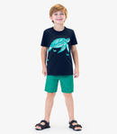 CONJUNTO INFANTIL MACULINO ROVITEX CAMISETA EM MALHA COM BERMUDA MICROFIBRA