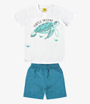 CONJUNTO INFANTIL MACULINO ROVITEX CAMISETA EM MALHA COM BERMUDA MICROFIBRA