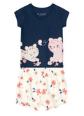 Conjunto Infantil Feminino de Blusa e Shorts Meia Malha Brandili