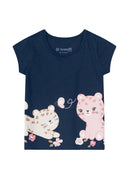 Conjunto Infantil Feminino de Blusa e Shorts Meia Malha Brandili