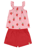 Conjunto Infantil menina de Blusa Meia Malha estampa Floral / Shorts Moletinho Trabalhado BRANDILI - P a 3 anos