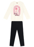 Conjunto Infantil menina de Blusão Moletom e Calça Legging Molecotton Brandili lettering com flores