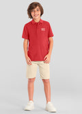 Conjunto infantil menino de Camisa Polo Meia Malha e Bermuda Sarja Super Comfort BRANDILI - Conjunto de Natal