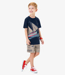 CONJUNTO INFANTIL MENINO DE CAMISETA MALHA E BERMUDA
