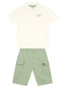 Conjunto infantil menino de Camisa Polo Meia Malha e Bermuda Sarja Super Comfort BRANDILI - Conjunto de Natal