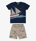 CONJUNTO INFANTIL MENINO DE CAMISETA MALHA E BERMUDA