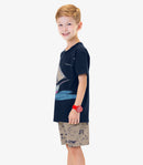 CONJUNTO INFANTIL MENINO DE CAMISETA MALHA E BERMUDA