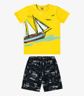 CONJUNTO INFANTIL MENINO DE CAMISETA MALHA E BERMUDA