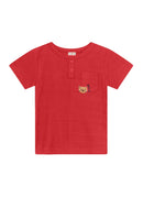 Conjunto infantil menino de Camiseta Malha Jacquard Stripe e Bermuda Moletinho BRANDILI