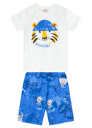 Conjunto menino Brand Tigre Meia MalhaapliqueBermuda Moletin