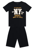 Conjunto infantil menino de Camiseta Meia Malha e Bermuda Moletinho Leve BRANDILI - estampa baseball NY - 4 a 10