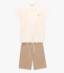 Conjunto Menino Camisa de botão Com Bermuda Sarja Trick Nick