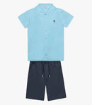 Conjunto Menino Camisa de botão Com Bermuda Sarja Trick Nick