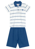 CONJUNTO INFANTIL MENINO POLO MEIA MALHA + BERMUDA SARJA COMFORT