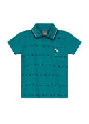 CONJUNTO INFANTIL MENINO POLO MEIA MALHA + BERMUDA SARJA COMFORT