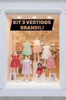 Kit de vestido infantil BRANDILI 3 PEÇAS sortidas - Vestido infantil pro Natal vestido bebê de verão
