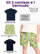 Kit conjunto roupa de bebê menino 2 camisas e 1 bermuda