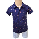 Kit conjunto roupa de bebê menino 2 camisas e 1 bermuda