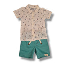 Kit conjunto roupa de bebê menino 2 camisas e 1 bermuda
