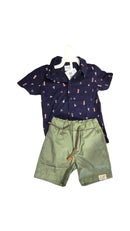 Kit conjunto roupa de bebê menino 2 camisas e 1 bermuda