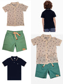 Kit conjunto roupa de bebê menino 2 camisas e 1 bermuda