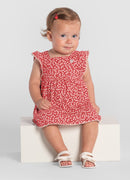 Vestido bebê em Cotton Vermelho folhagens Mundi Brandili - vestido Natal