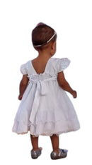 VESTIDO DE FESTA PRA BEBÊ BORDADO E PEROLADO COM BABADOS