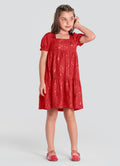 Vestido Infantil em Cotton com detalhes dourado Mundi