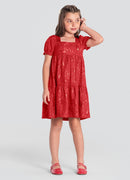 Vestido Infantil em Cotton com detalhes dourado Mundi