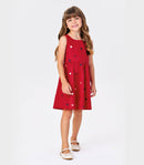 Vestido Infantil em Tricoline Bordado Florzinhas Trick Nick - vestido Natal