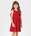 Vestido Infantil em Tricoline Bordado Florzinhas Trick Nick - vestido Natal
