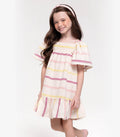VESTIDO Trick Nick estampado com babados com listra e manga ciganinha